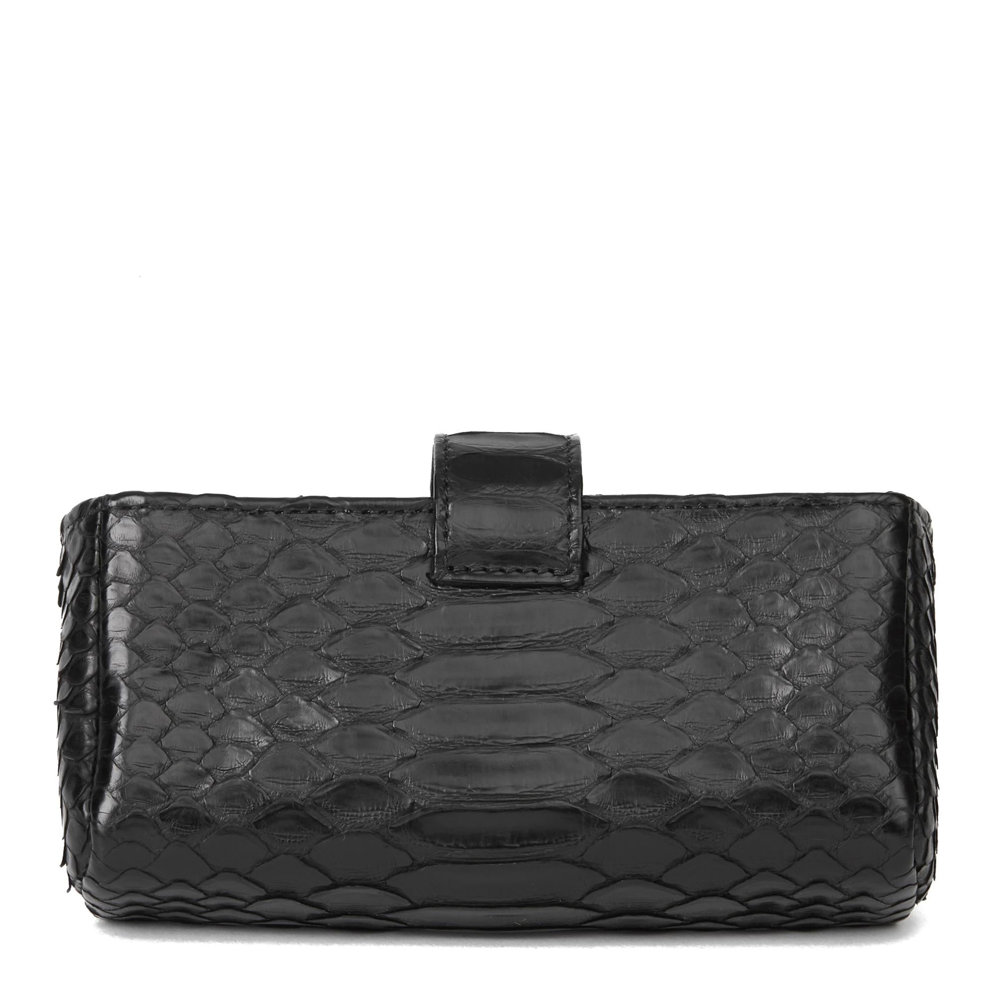 Women's 2015 Chanel Black Python Leather Pouch-on-Chain POC