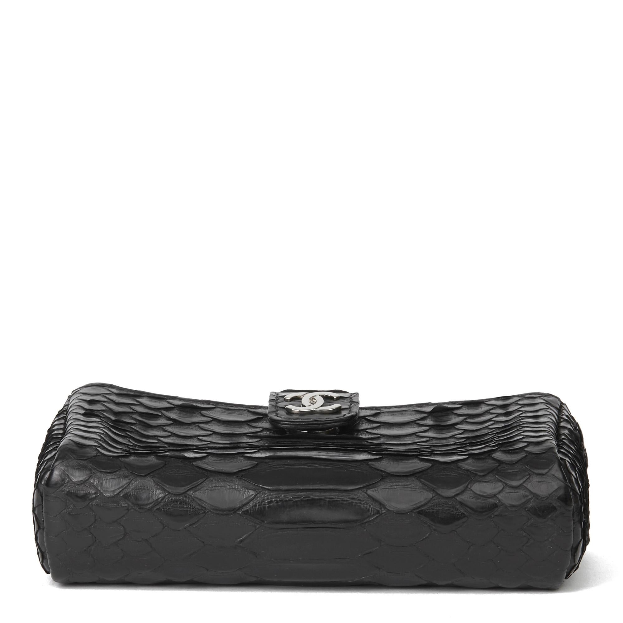 2015 Chanel Black Python Leather Pouch-on-Chain POC 1