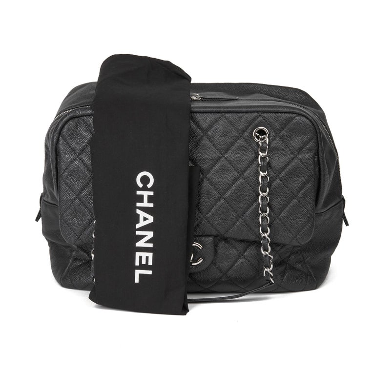 2015 Chanel Black Quilted Caviar Leather Jumbo Classic Camera Bag at
