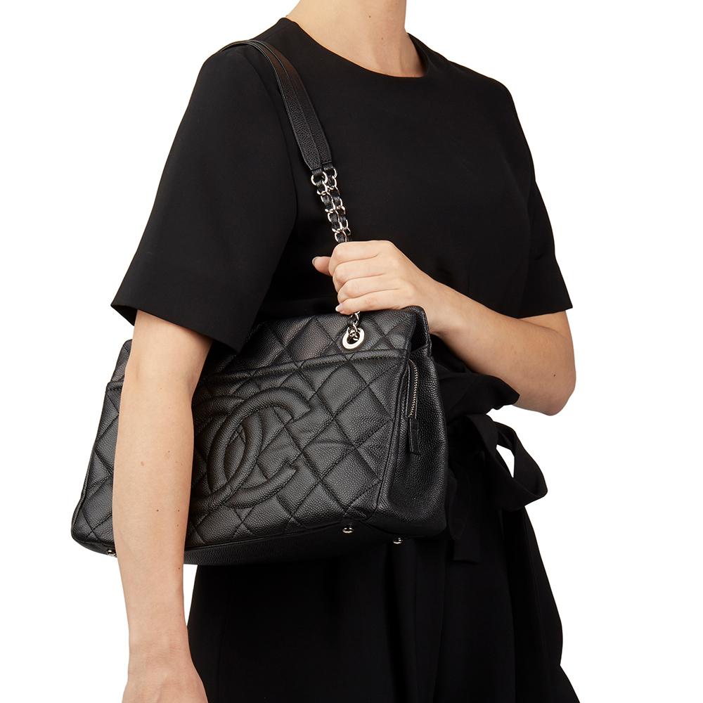 2015 Chanel Black Quilted Caviar Leather Timeless Shoulder Tote 6