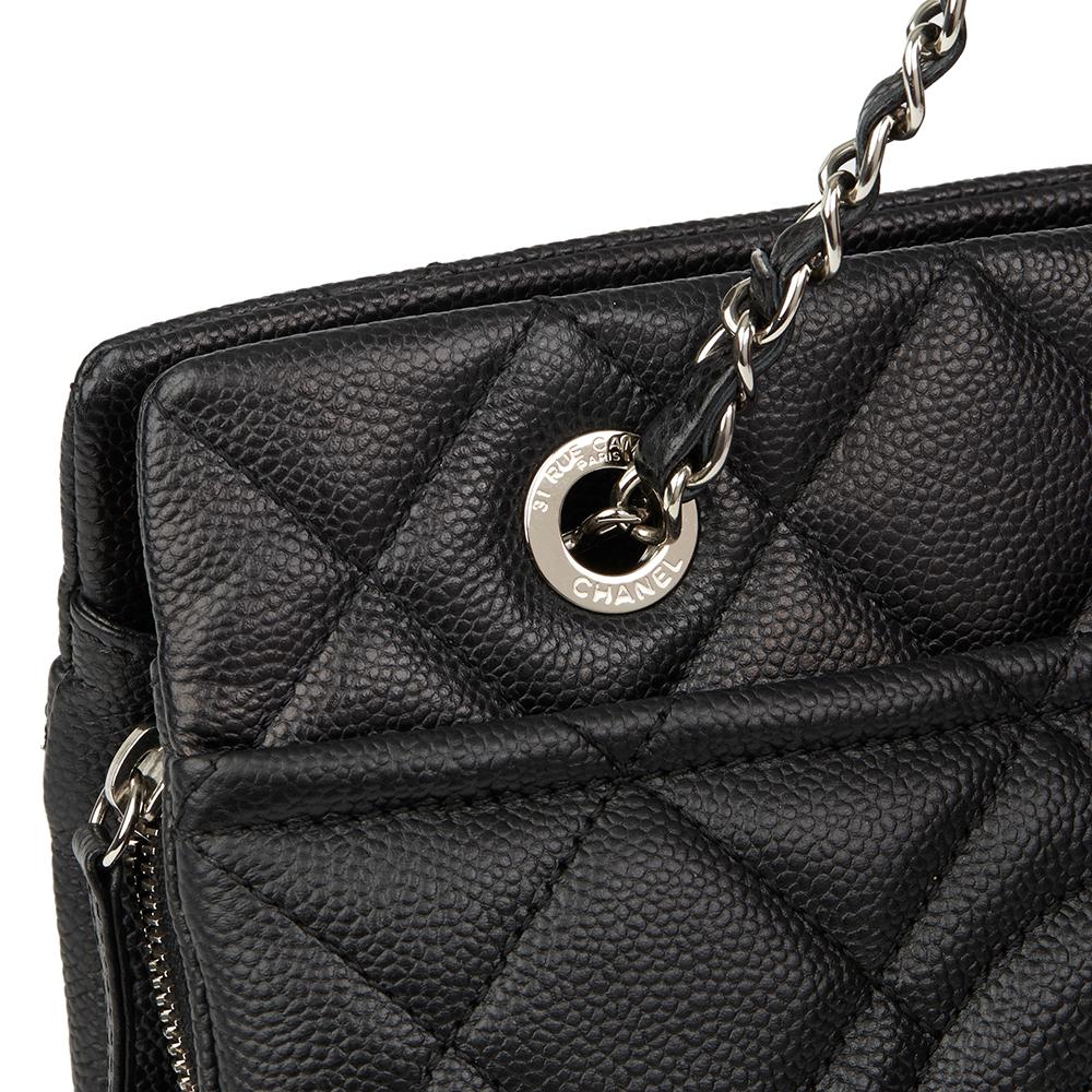 2015 Chanel Black Quilted Caviar Leather Timeless Shoulder Tote 2