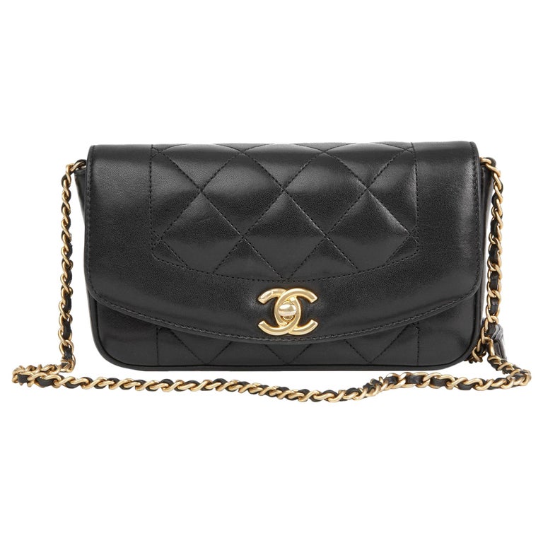 2015 Chanel Black Quilted Lambskin Mini Reissue Diana Classic