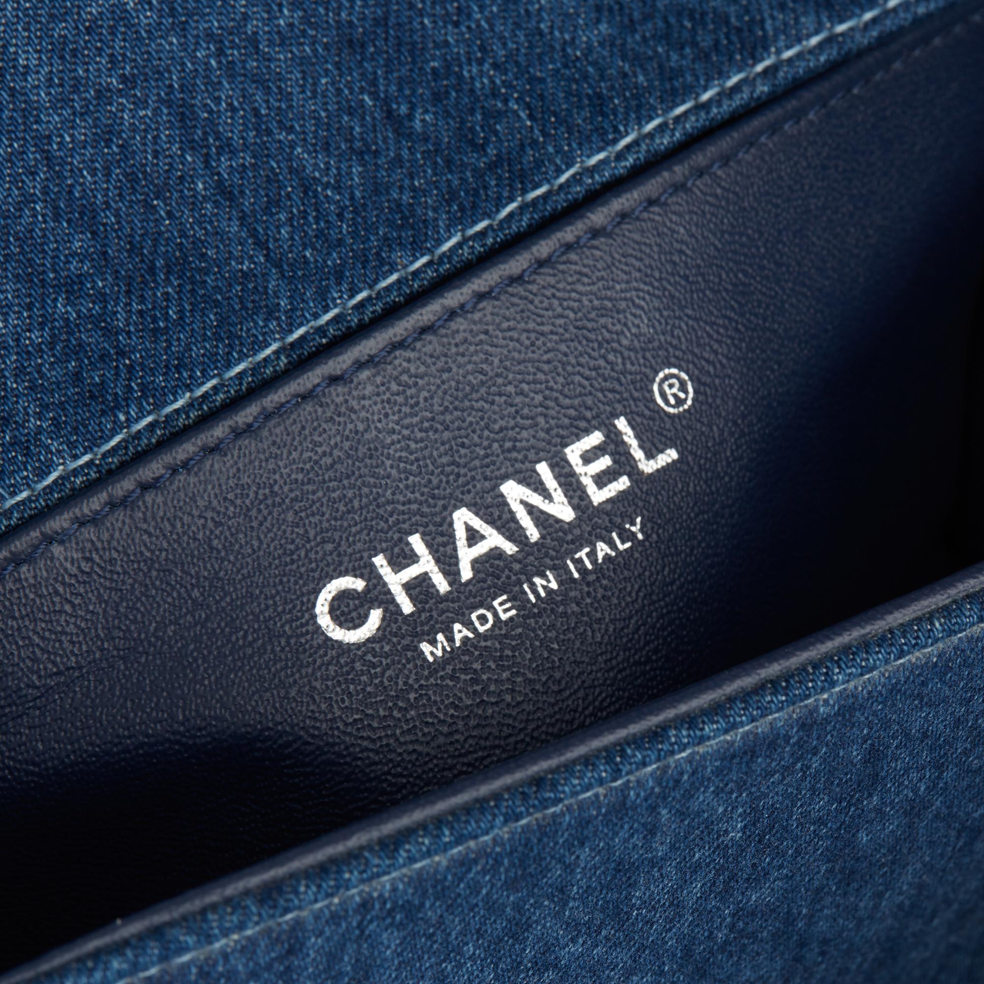2014 Chanel Blue Denim & Multicolour Quilted Tweed Fabric Small Le Boy 3