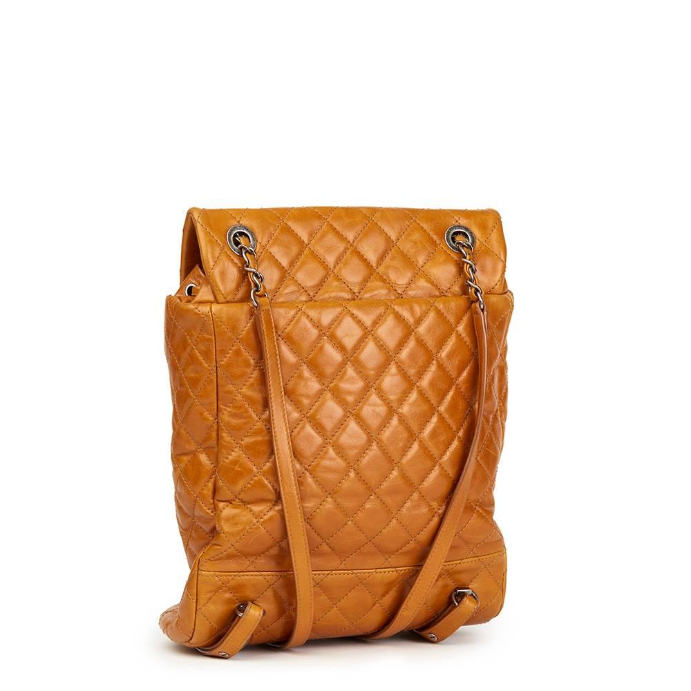 Orange 2015 Chanel Caramel Calfskin Leather Small Mountain Backpack 