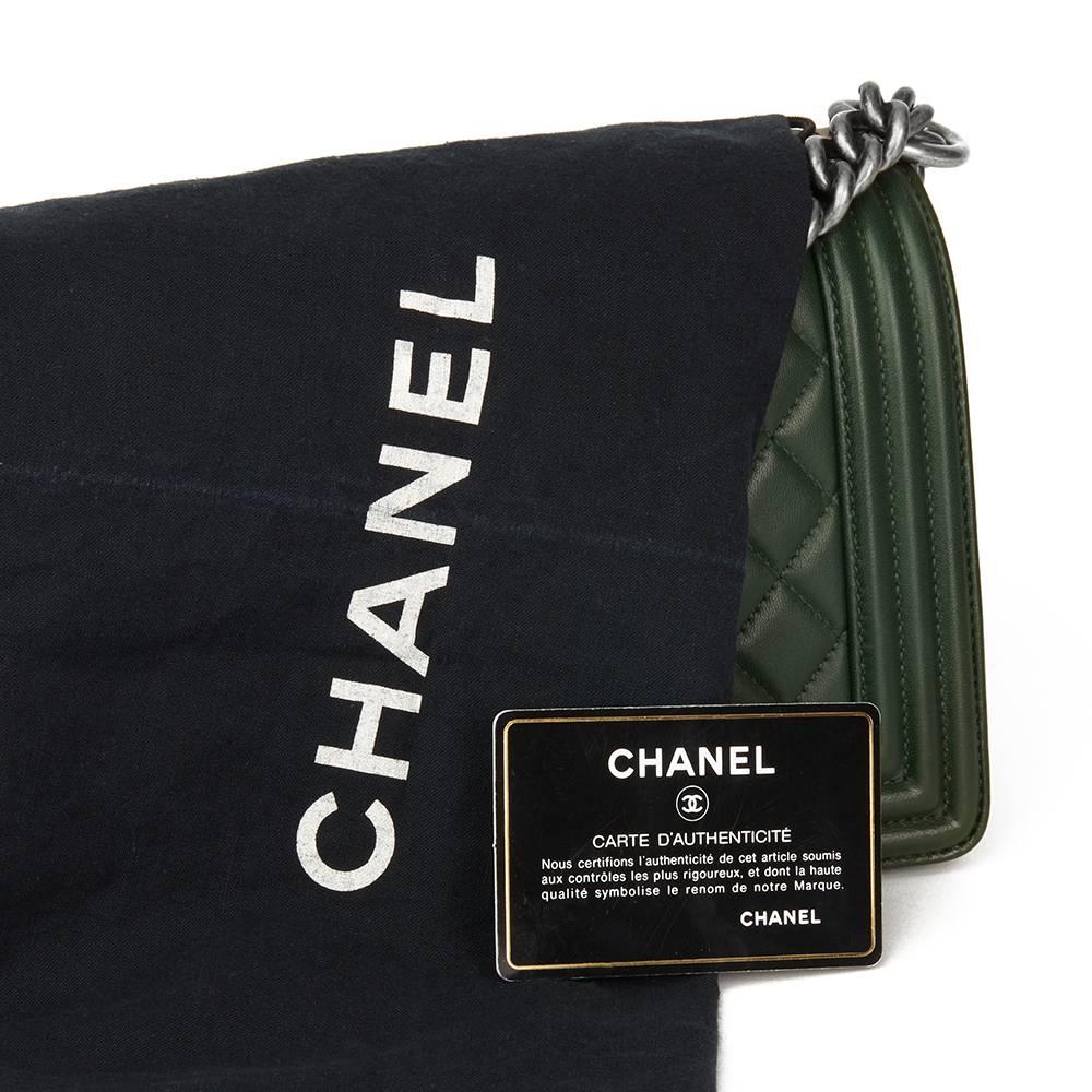 2015 Chanel Forest Green Quilted Lambskin Medium Le Boy 5