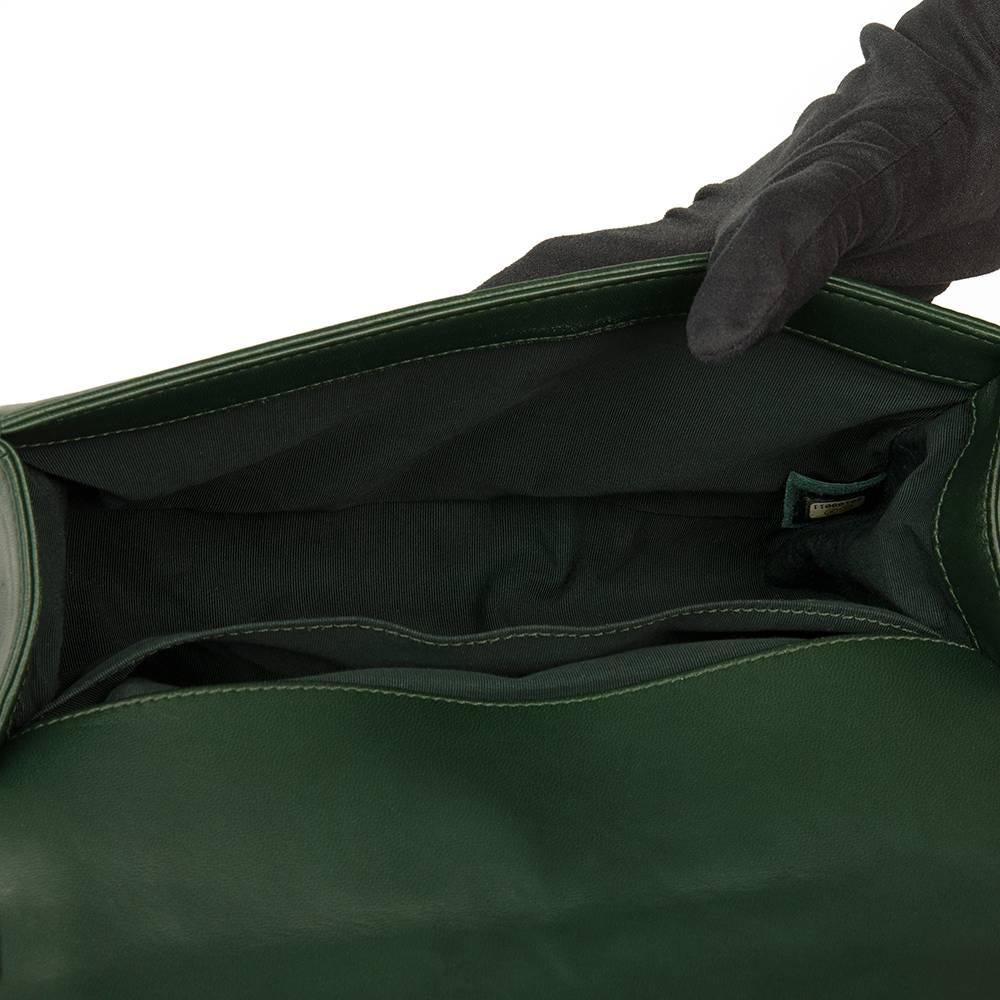 2015 Chanel Forest Green Quilted Lambskin Medium Le Boy 4