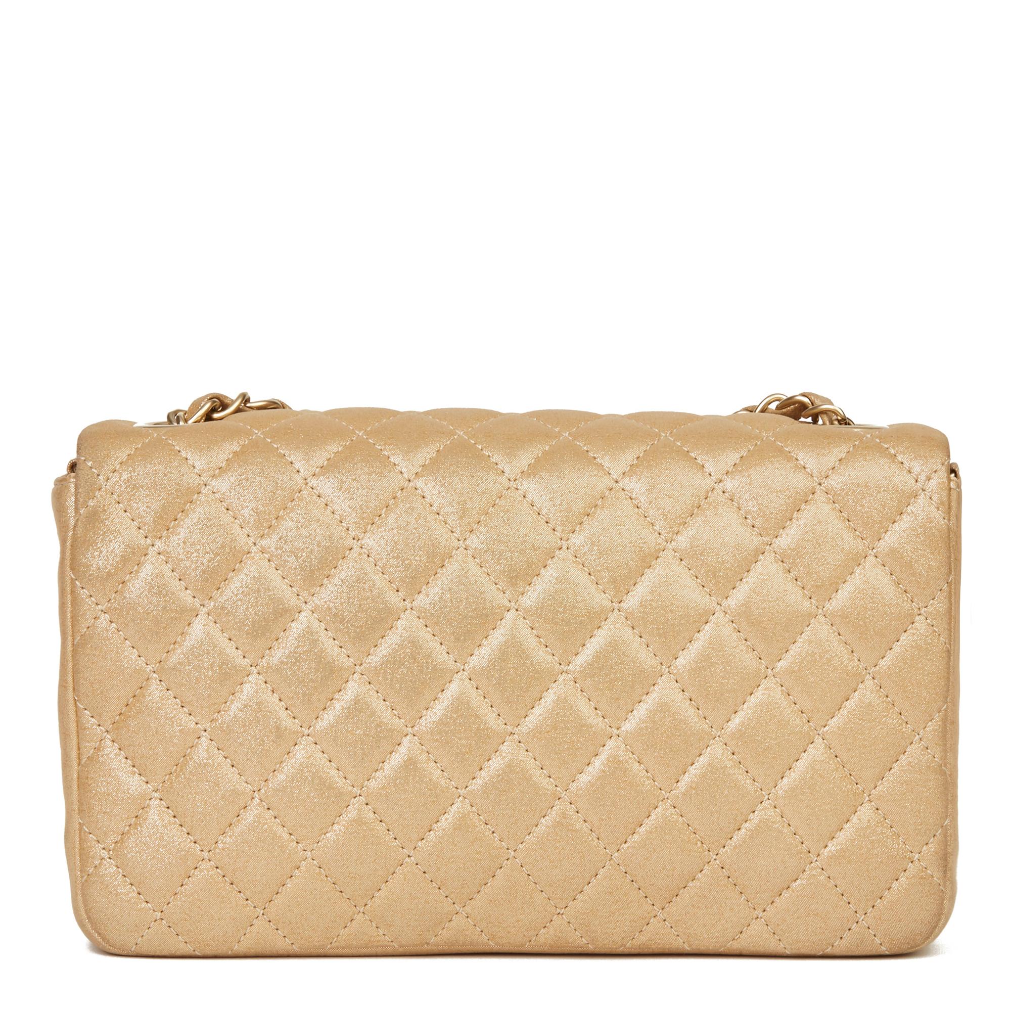 2015 Chanel Gold Quilted Iridescent Calfskin Leather Pearl Classic Single Flap B 1