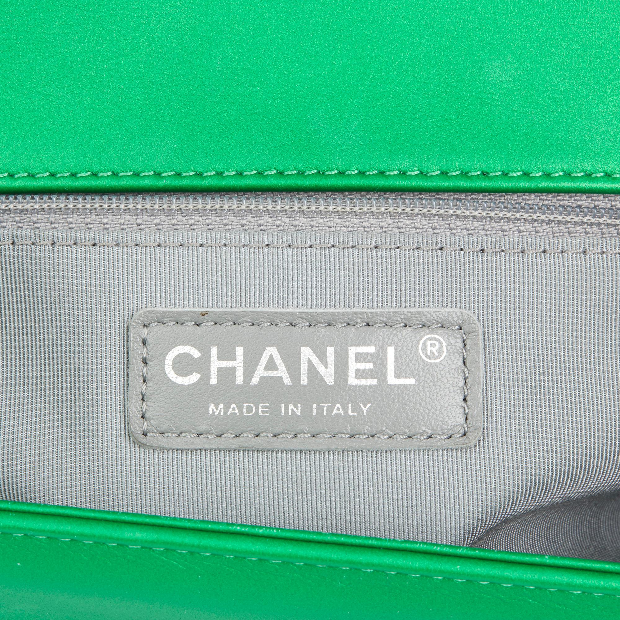 2015 Chanel Green Quilted Metallic Lambskin Leather New Medium Le Boy 4