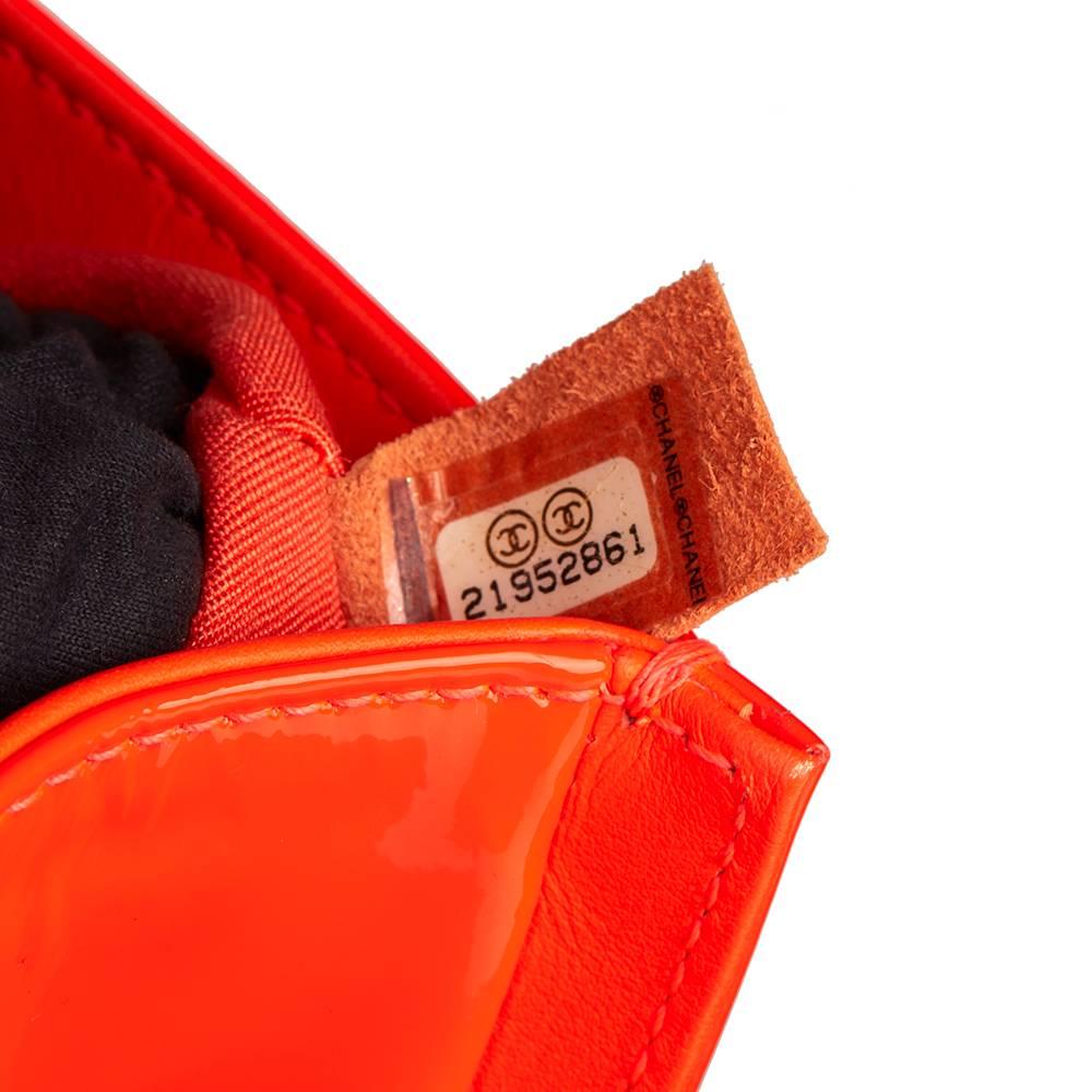 2015 Chanel Neon Red Quilted Patent Leather Small Le Boy 1