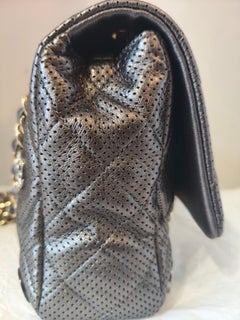 2015 Chanel Paris Dubai perforated metallic leather Shoulder bag