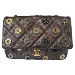 2015 Chanel Paris Dubai perforated metallic leather Shoulder bag