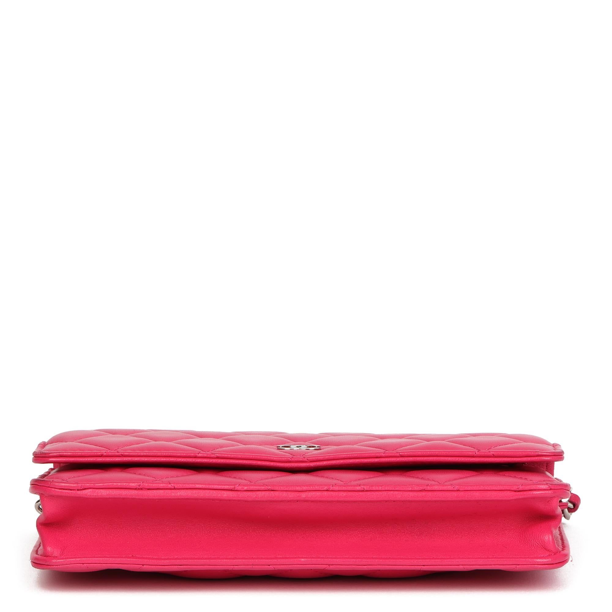2015 Chanel Pink Quilted Lambskin Wallet-on-Chain WOC In Excellent Condition In Bishop's Stortford, Hertfordshire