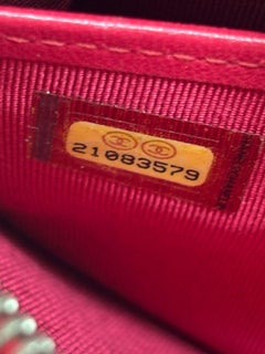 2015 Chanel Red Lambskin Quilted Zip Wallet