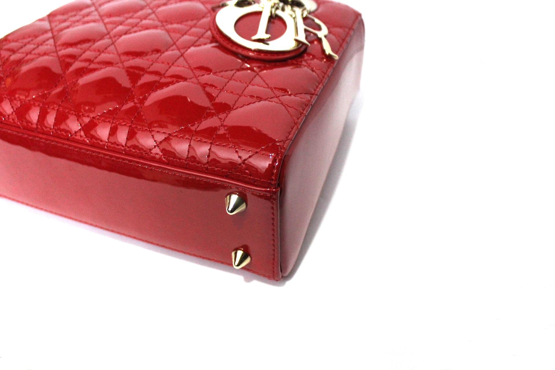 Dior Red Vernice Lady Bag  In New Condition In Torre Del Greco, IT