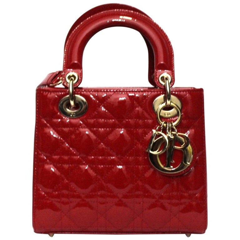 Dior Red Vernice Lady Bag For Sale at 1stDibs | red designer bag, red  designer purse, red bag designer