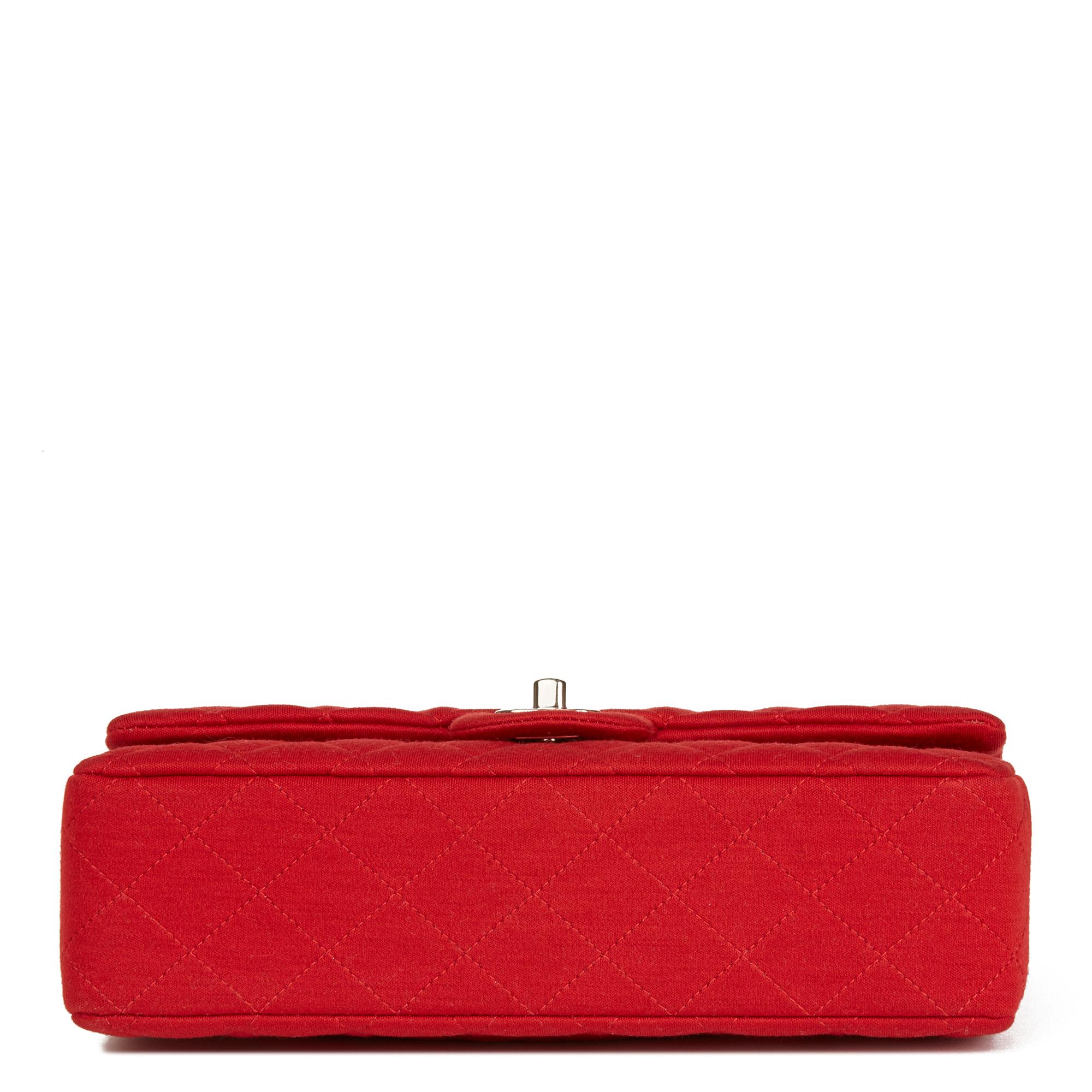 2015 Chanel Red Quilted Jersey Fabric Medium Classic Double Flap Bag 1