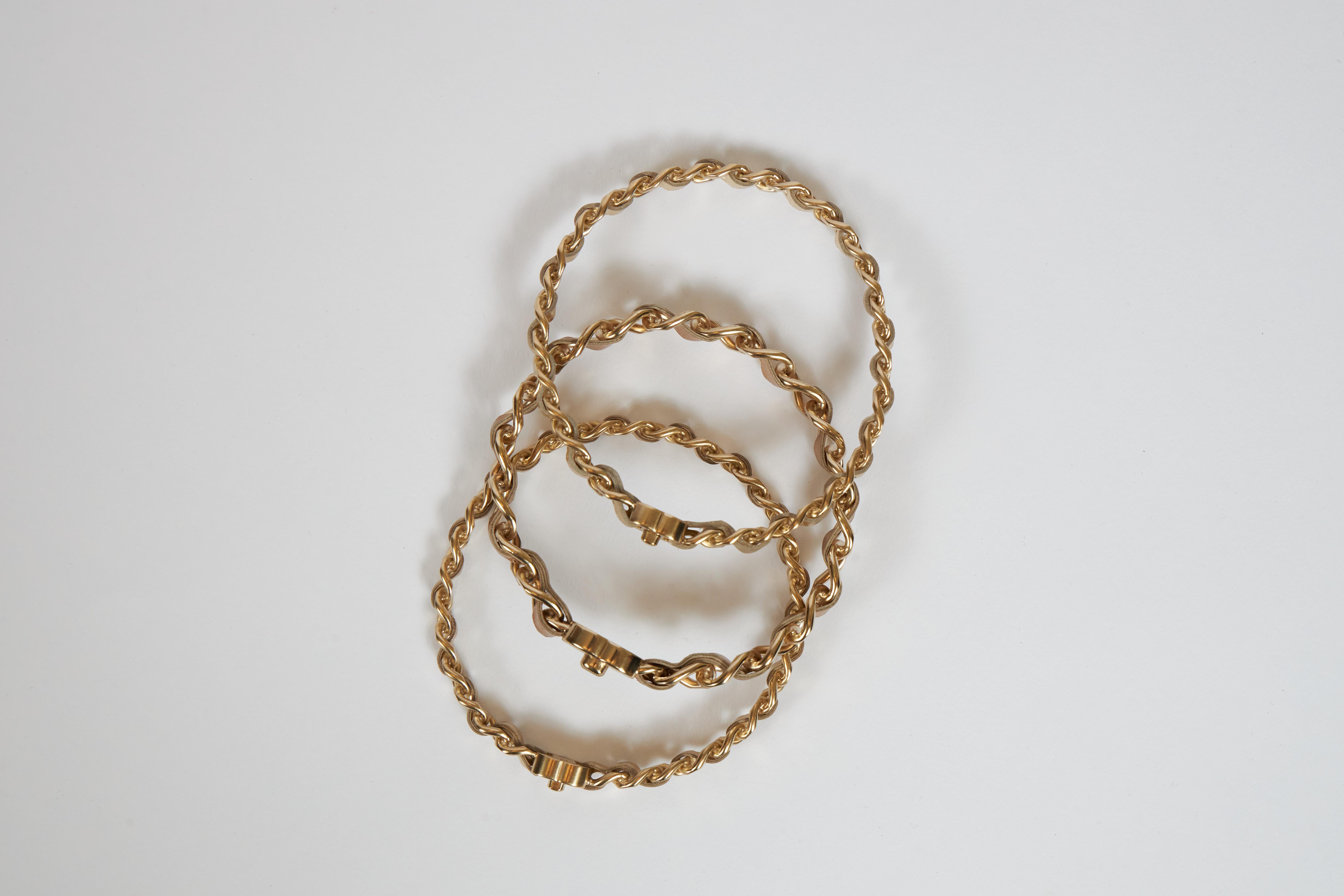 2015 Chanel Set Of 3 Gold Chain Bangles In Excellent Condition In West Hollywood, CA
