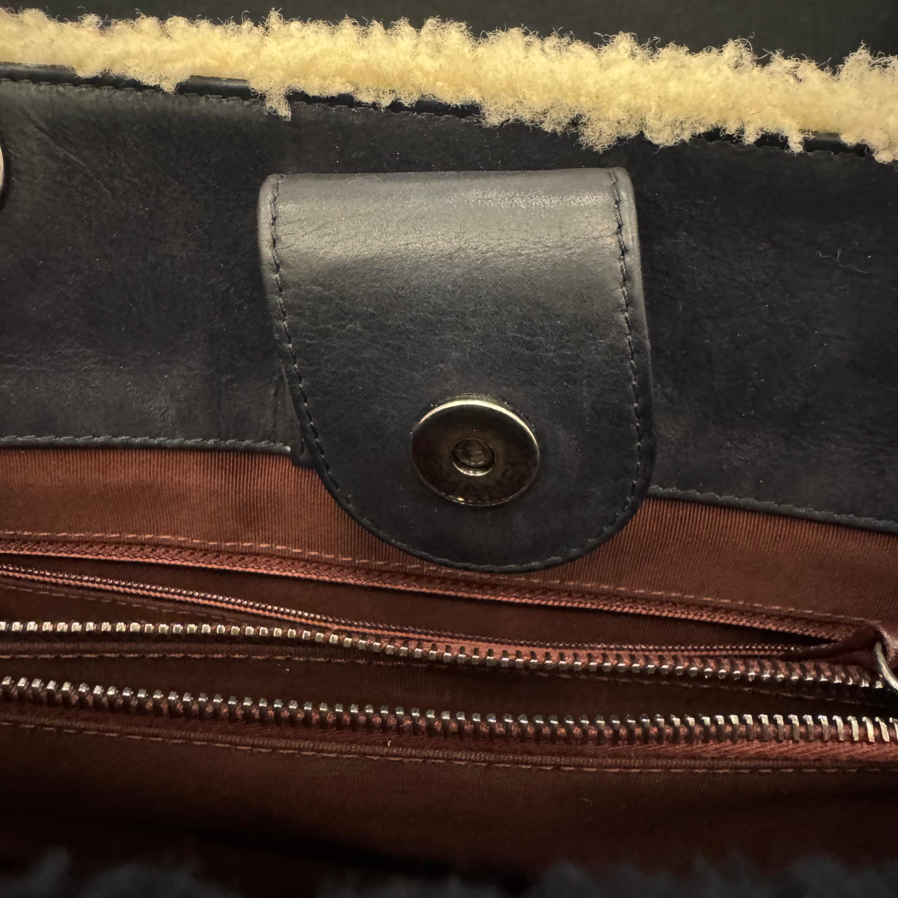 2015 Chanel Shearling Bicolor Boy Shopping Tote For Sale 4