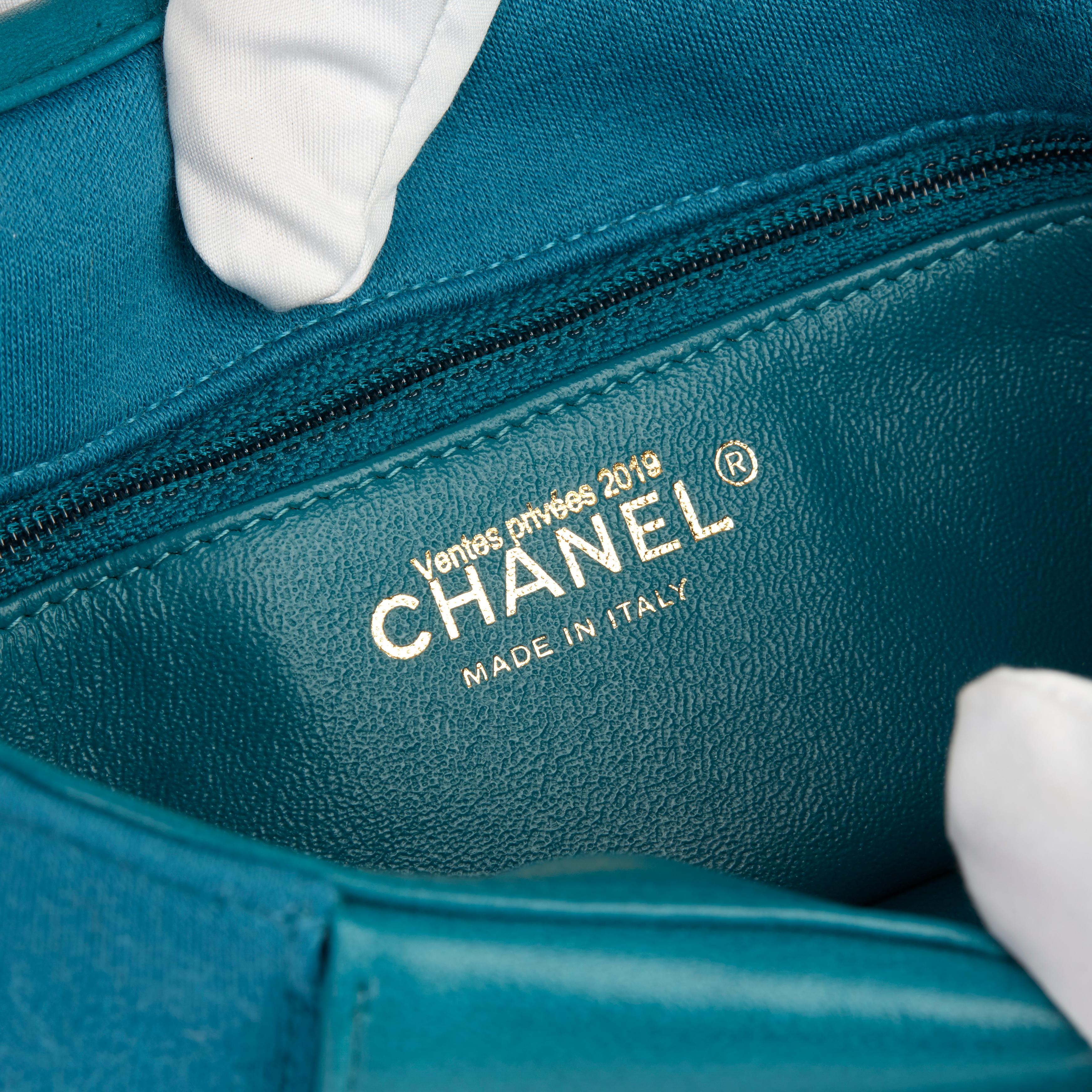 2015 Chanel Teal Jersey Fabric Mini Reissue Diana Classic Single Flap Bag 1