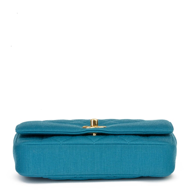 2015 Chanel Teal Quilted Jersey Mini Reissue Diana Classic Single Flap Bag  at 1stDibs