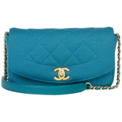 2015 Chanel Teal Quilted Jersey Mini Reissue Diana Classic Single Flap Bag