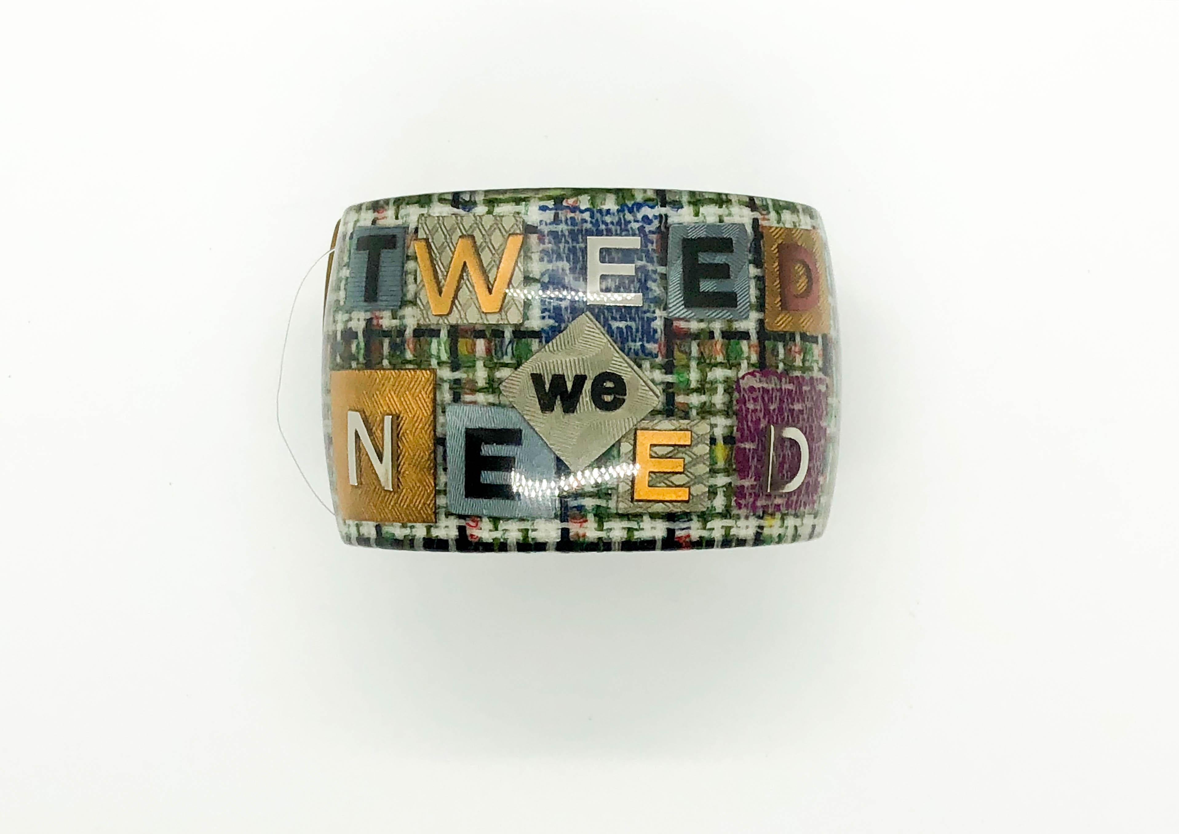 2015 Chanel 'Tweed We Need' Plexiglass Cuff Bracelet For Sale 1