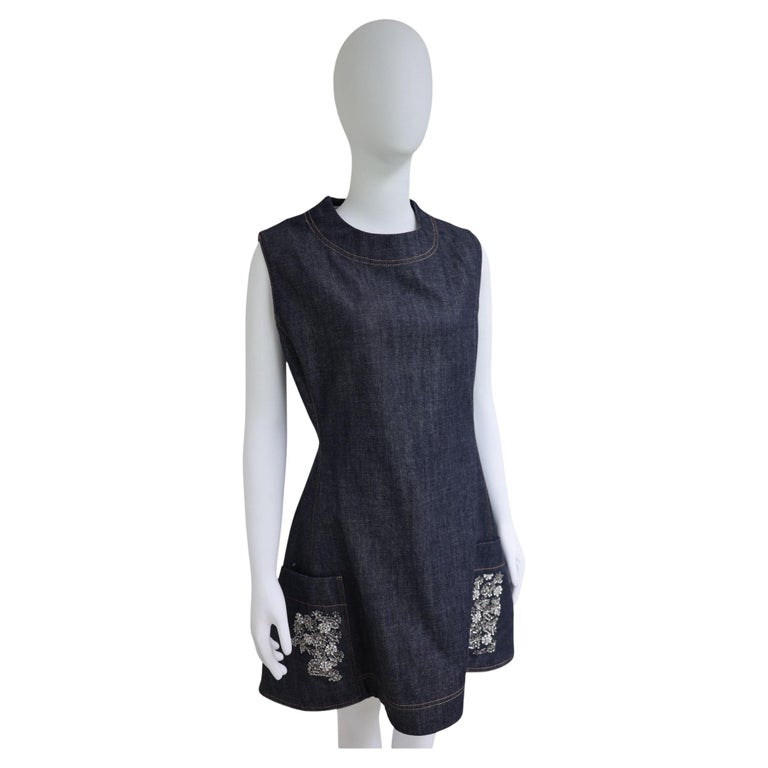 christian dior denim dress Christian Dior Blue Denim Belted Midi Dress M Dior