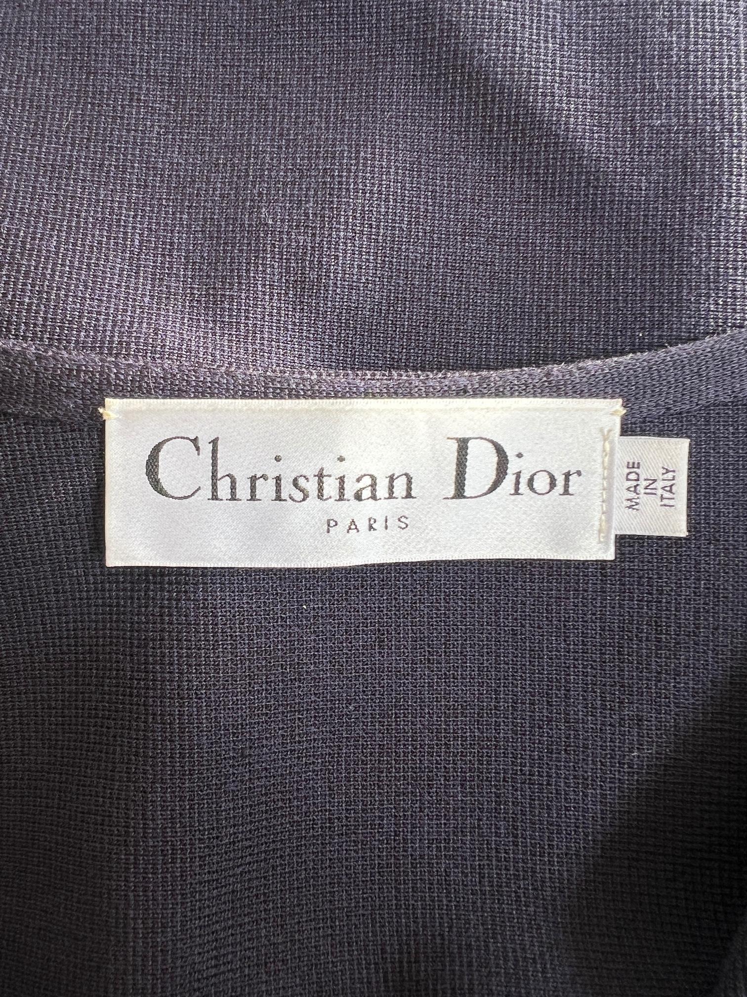 Donna 2015 Christian Dior Gilet Swing Navy con ricamo fucsia in vendita