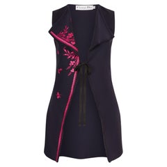 2015 Christian Dior Navy Swing Waistcoat with Fuchsia Embroidery