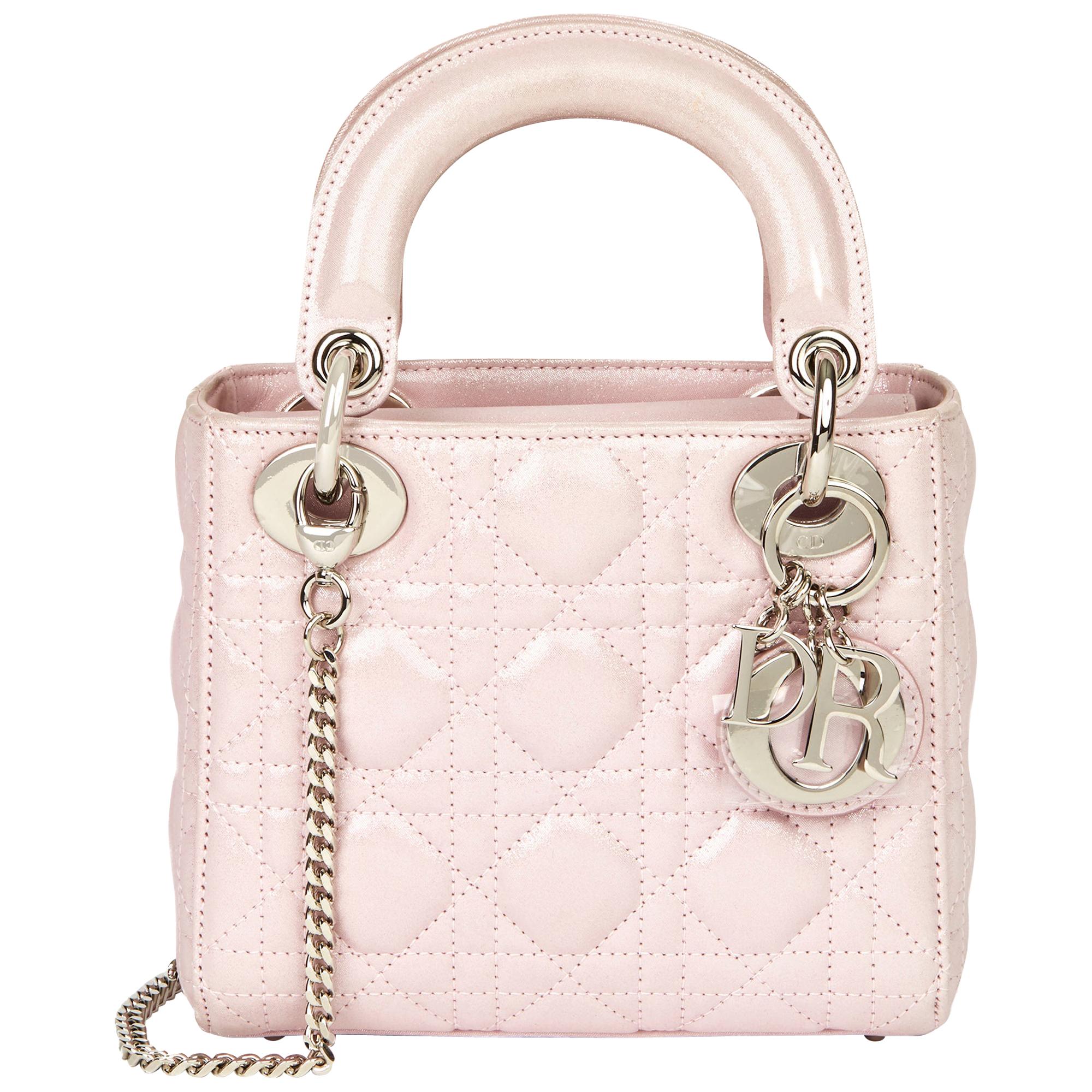 2015 Christian Dior Pink Quilted Metallic Calfskin Leather Mini Lady Dior  at 1stDibs