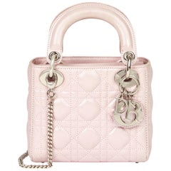 2015 Christian Dior Pink Quilted Metallic Calfskin Leather Mini Lady Dior