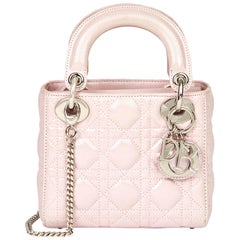 2015 Christian Dior Pink Quilted Metallic Calfskin Leather Mini Lady Dior