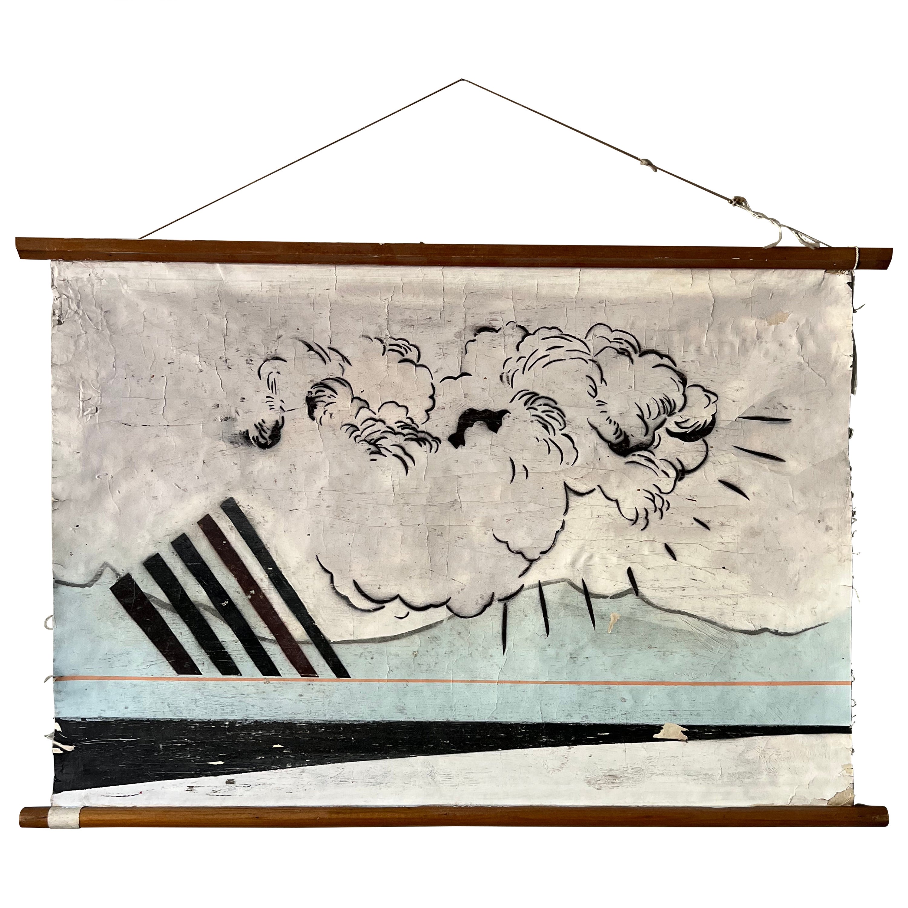 2015 Wolken Banner Abstraktes Gemälde in Mischtechnik von Stillleben Crew (Mando Mar im Angebot