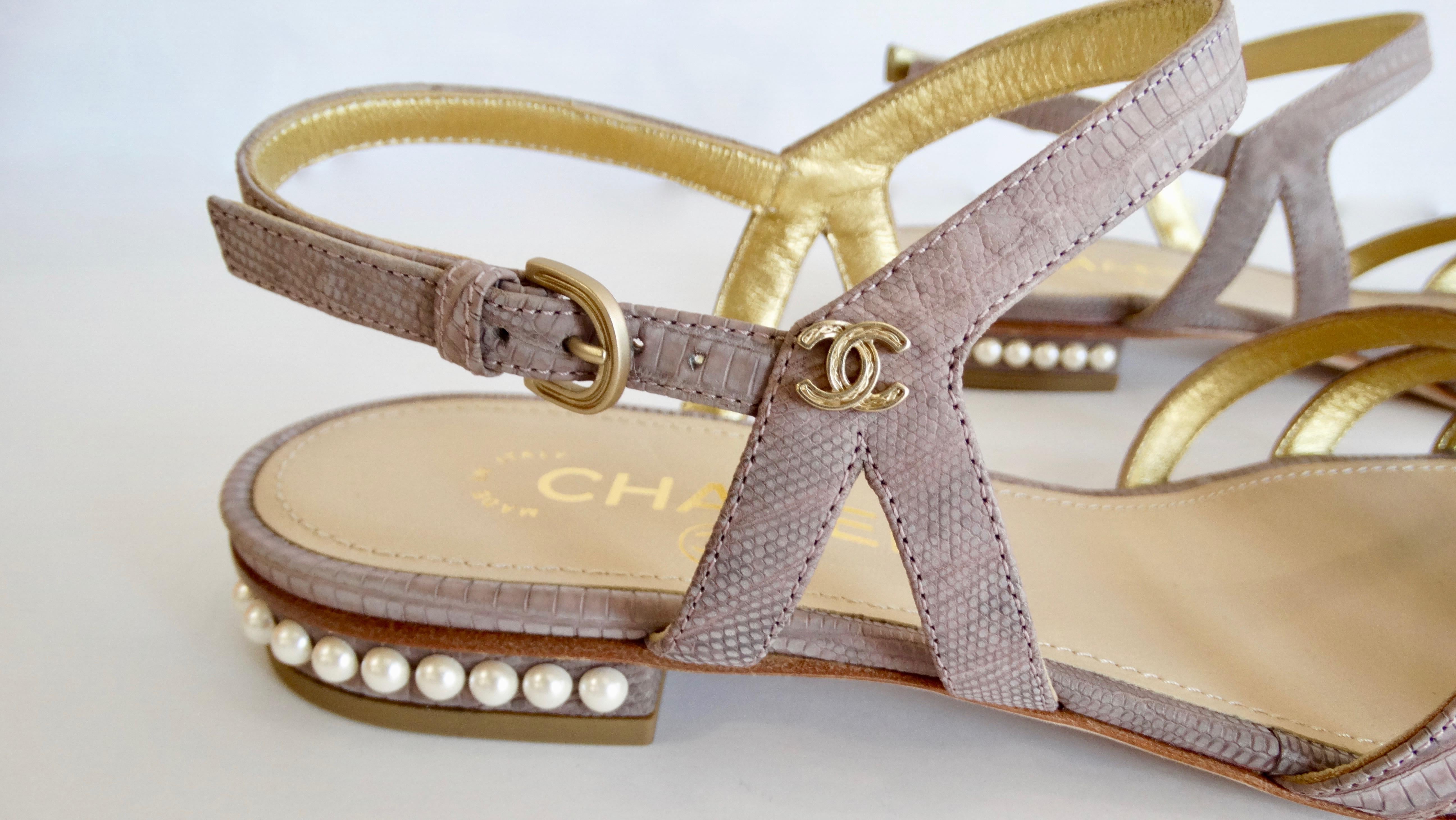 Chanel 2015 Cruise Purple Lizard Sandals  1