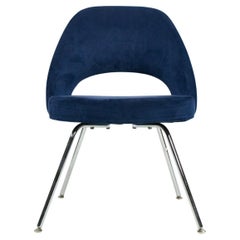 2015 Eero Saarinen for Knoll Armless Executive Blue Suede Side Chair