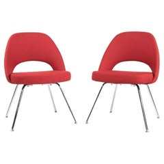 2015 Eero Saarinen for Knoll Armless Executive Dining Chair in Red Fabric