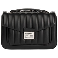 2015 Fendi Black Vertical Quilted Lambskin BeBaguette