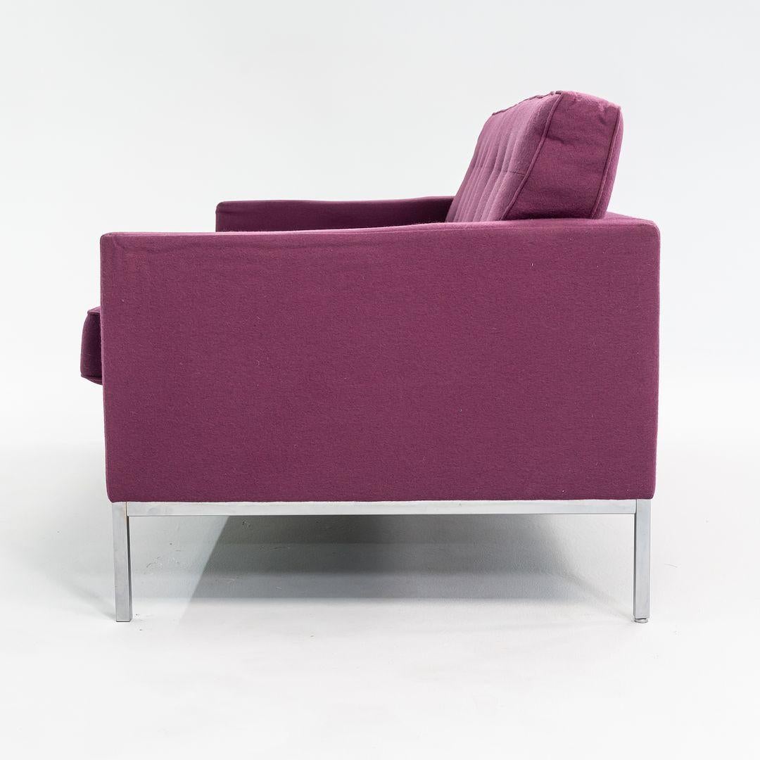 Contemporary 2015 Florence Knoll Two Seat Settee Loveseat Sofa in Purple Fabric, Model 1205S2 For Sale