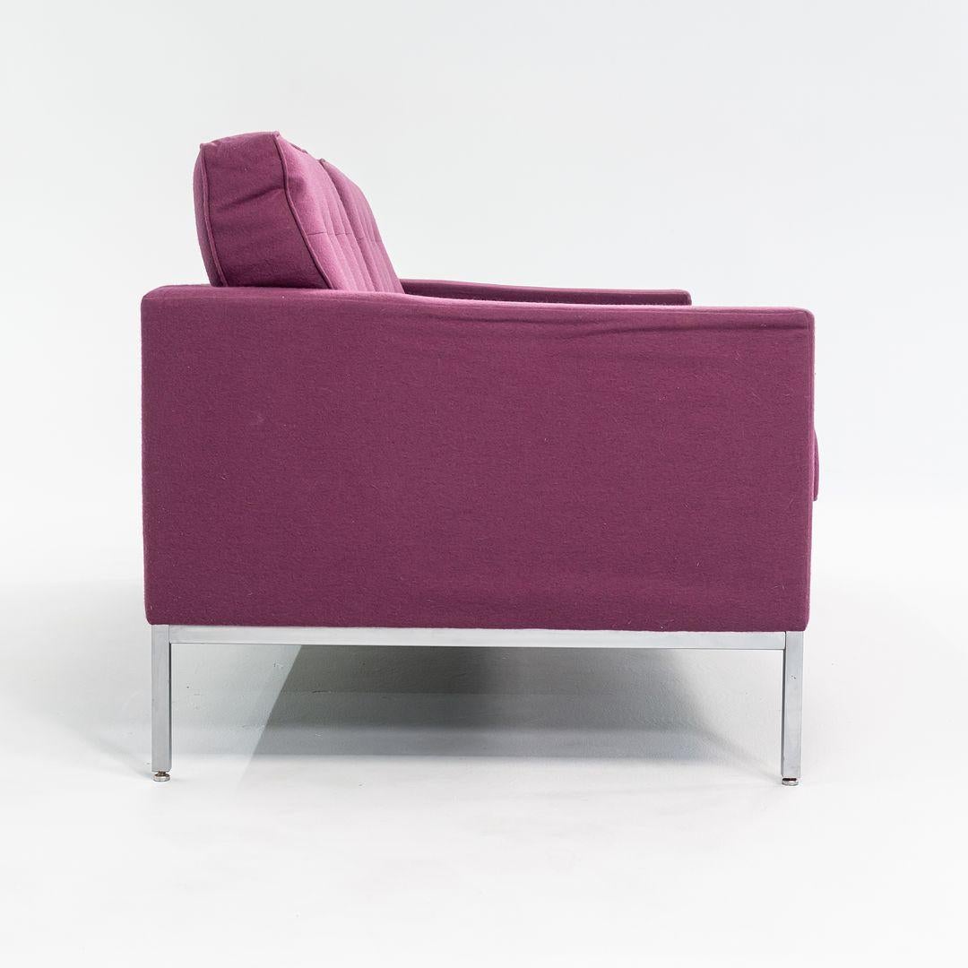 Steel 2015 Florence Knoll Two Seat Settee Loveseat Sofa in Purple Fabric, Model 1205S2 For Sale