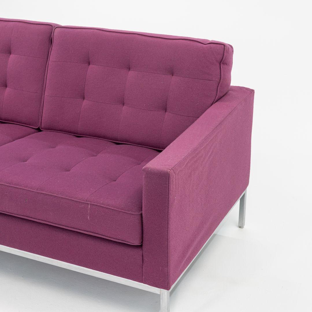 2015 Florence Knoll Two Seat Settee Loveseat Sofa in Purple Fabric, Model 1205S2 For Sale 1