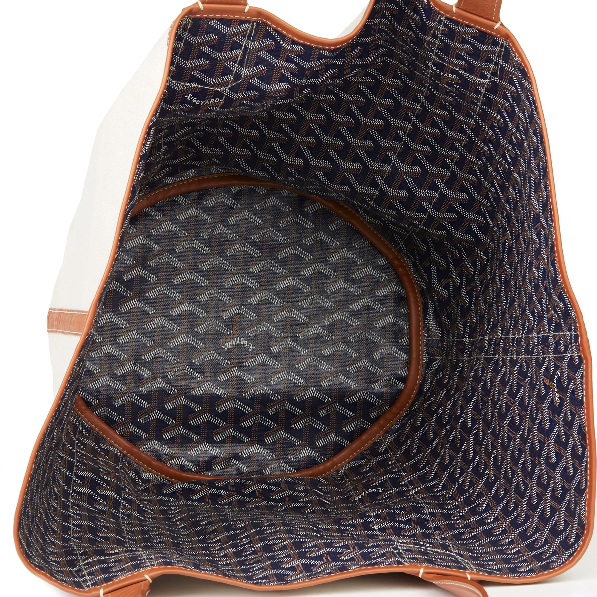 2015 Goyard Blue Coated Canvas & Brown Leather Reversible Belharra Biarritz Tote 2