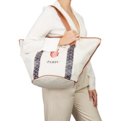 2015 Goyard Blue Coated Canvas & Brown Leather Reversible Belharra Biarritz Tote