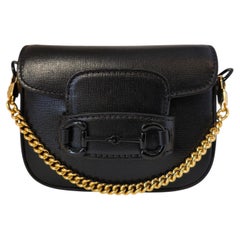 2015 Gucci horsebit 1955 mini black lamb leather bag