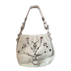 2015 Gucci Techno Horsebit white leather silver hardware shoulder bag