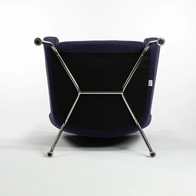 2015 Hans Wegner for Carl Hansen & Son Wing Lounge Chair Model CH445 Blue Fabric For Sale 2