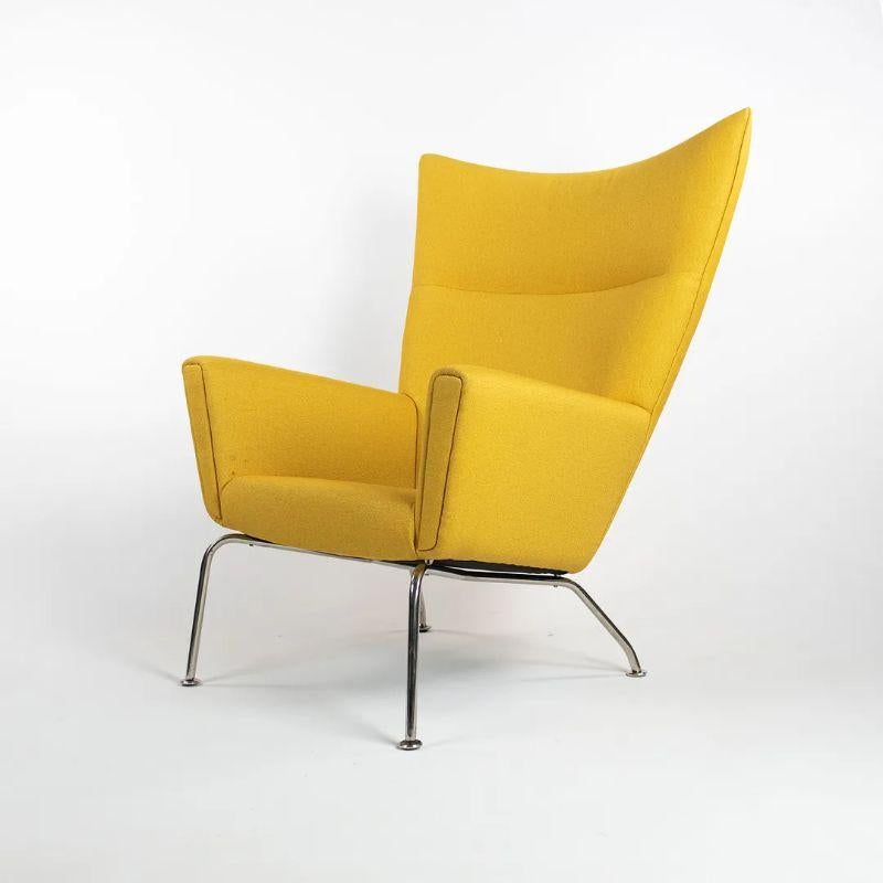 2015 Hans Wegner for Carl Hansen & Son Wing Lounge Chair Model CH445 Fabric In Good Condition For Sale In Philadelphia, PA