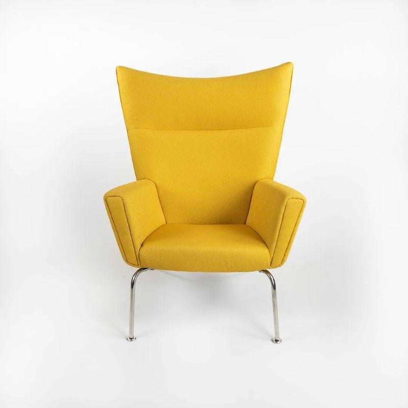 Acier inoxydable 2015 Hans Wegner for Carl Hansen & Son Wing Lounge Chair Model CH445 Fabric en vente