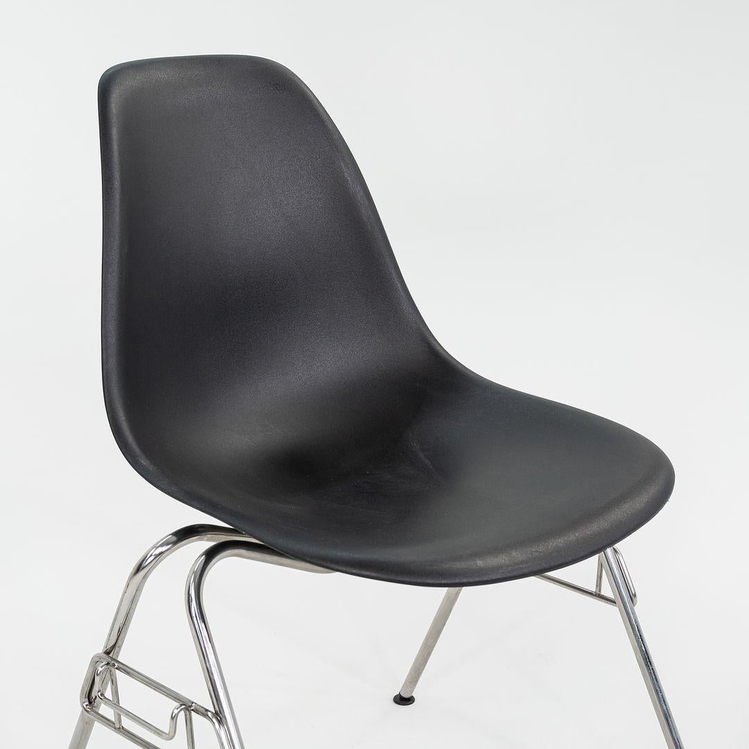 These are Eames DSS Chairs, originally designed by Ray and Charles Eames in the 1950s. These particular examples were produced by Herman Miller in the USA in 2015. The listed price includes one DSS chair and we have eight available for purchase.
