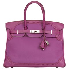 2015 Hermes Anemone Togo & Swift Leather Ghillies Birkin 35cm