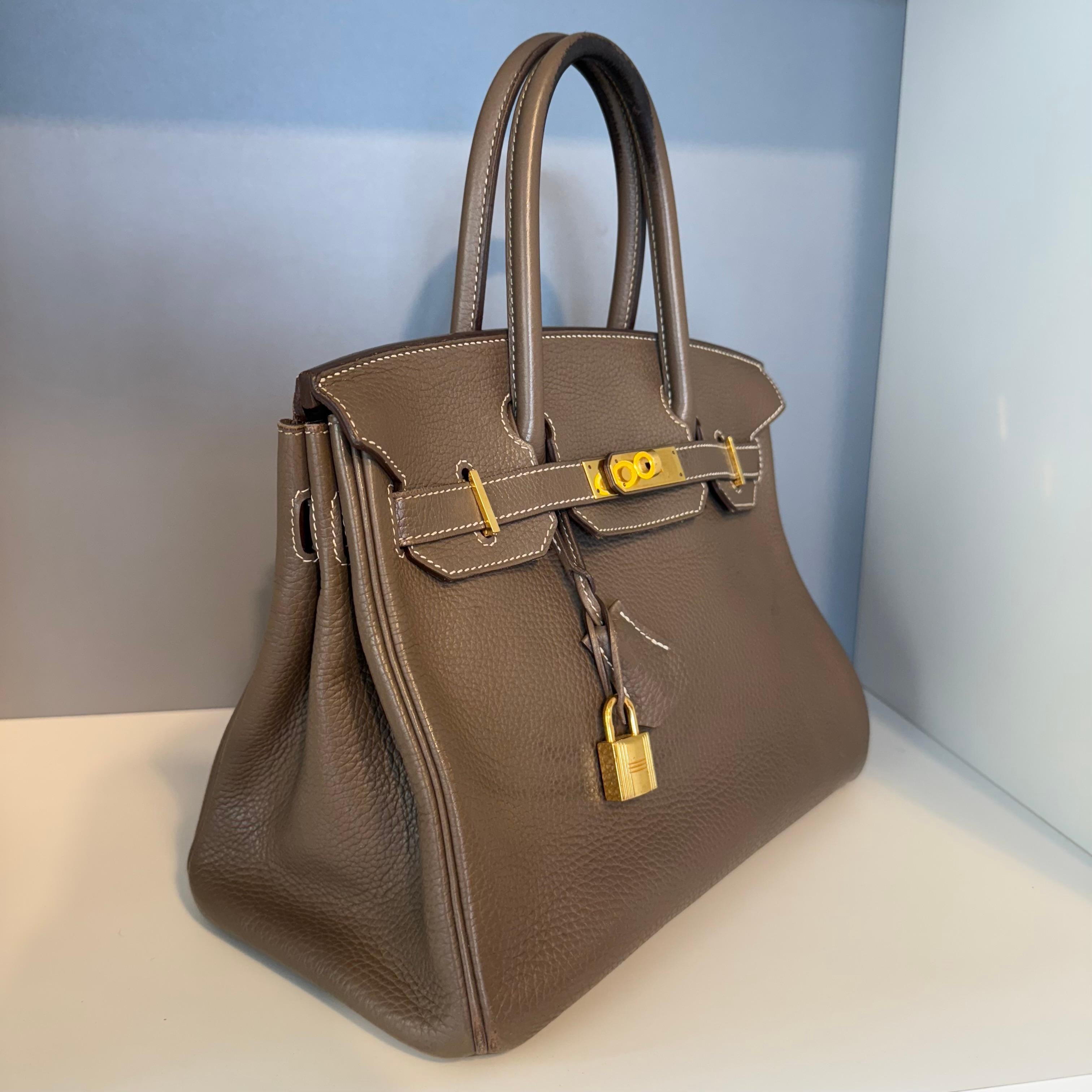 Marrone 2015 Hermès Birkin 30 Etoupe GHW in vendita